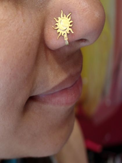 Buy Alamod Navy Blue Pink Gold Plated Meenakari Screw Back Nose