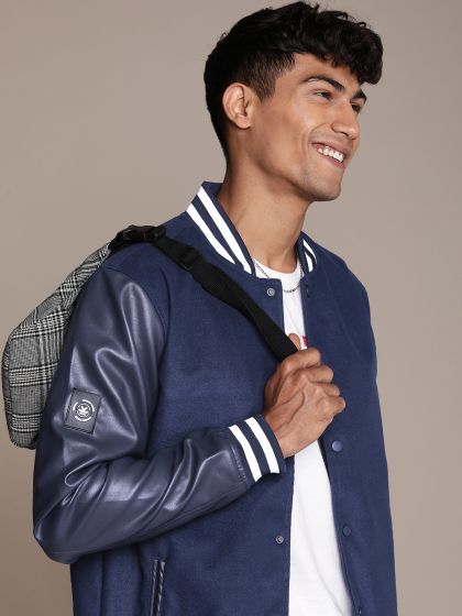 Buy FOREVER 21 Men Black Solid Varsity Jacket Jackets for Men