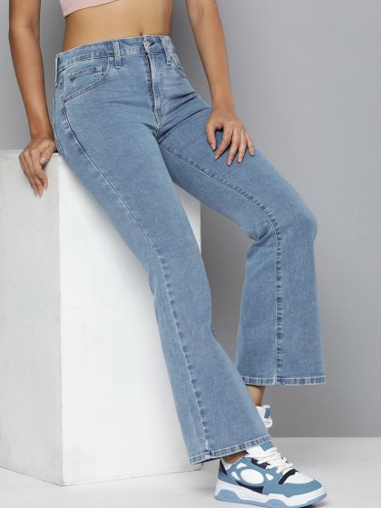 Vivid Blue High Waist Regular Straight Fit Plus Size Jeans – Offduty India
