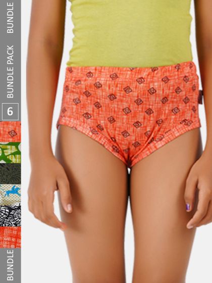 Buy RAMRAJ COTTON Girls Printed Assorted Panties Pack of 6 (100