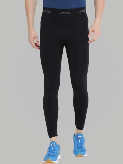 HRX Active by Hrithik Roshan Men Black RAPID-DRY Compression Running Tights
