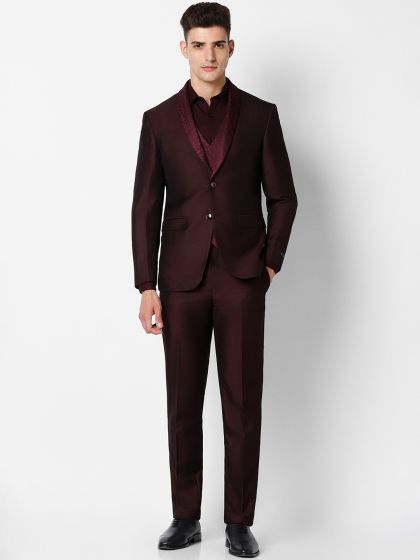 Buy Raymond Men Maroon Black Single Breasted Tailored Fit Formal
