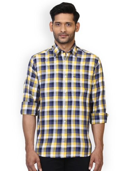 Buy Colorplus Men Turquoise Blue Violet Tailored Fit Checked Casual Shirt Shirts For Men 7197574 Myntra