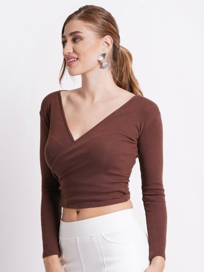 FOREVER 21 Cream-Coloured Boucle Knit Winter Crop Top