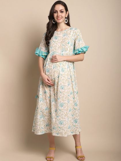 Zivame Made For Moms Gathered Front Maternity And Nursing Dress