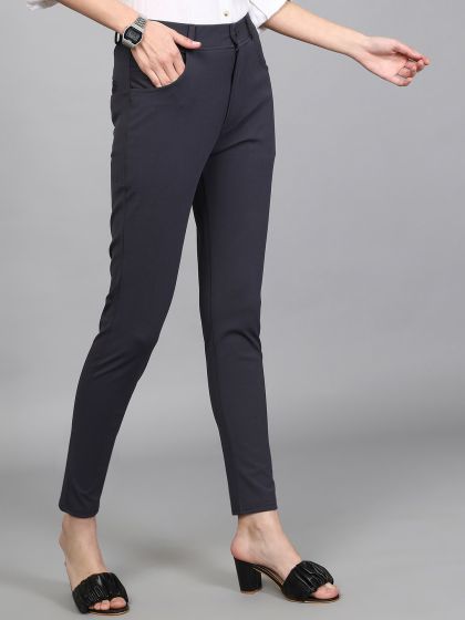 Buy Smarty Pants Women Straight Fit Mid Rise Cotton Lycra Formal Trouser -  Trousers for Women 21854414