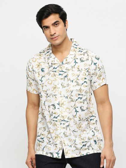 Buy CESARI LONDON Premium Fit Floral Printed Cuban Collar Casual Shirt -  Shirts for Men 25316338