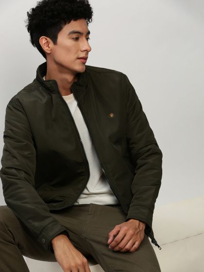 Buy H M Men Black Solid Nylon Blend Bomber Jacket Jackets for