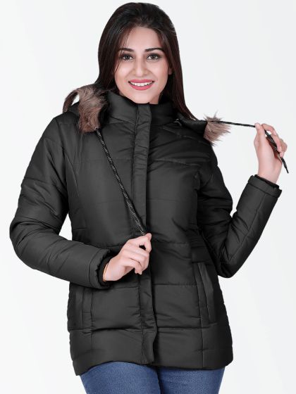 Grey faux fur trim longline puffer jacket store