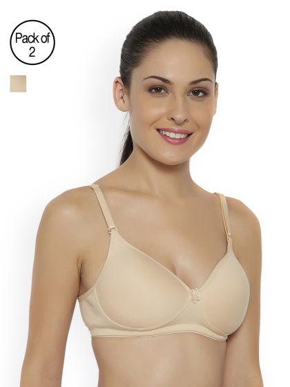 Buy Floret Pack Of 2 Solid Non Wired Heavily Padded Push Up Bra T3010_Nude  Black_40B - Bra for Women 2486223