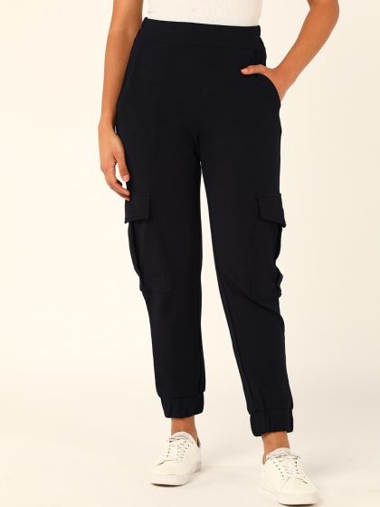 Women Black & Pink Regular Fit Stylish Jogger Track Pants