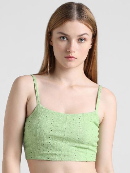 FOREVER 21 Women Nude-Coloured Solid Crop Top