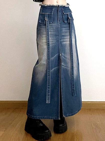 H&m plus size denim skirt online