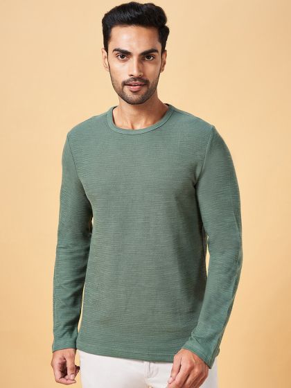 Buy 7 Alt By Pantaloons Self Design Long Sleeves Cotton Slim Fit T Shirt -  Tshirts for Men 21967672