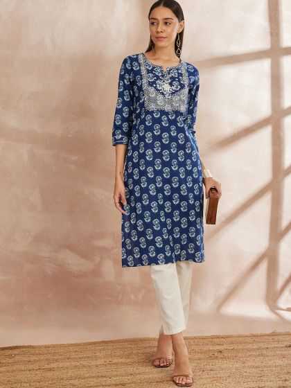 Buy Anouk Women Multicoloured Short Kurti With Palazzo Set Kurta