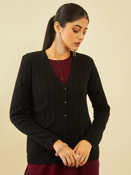 Buy CREATIVE LINE Ribbed Woolen Cardigan Sweater Sweaters for
