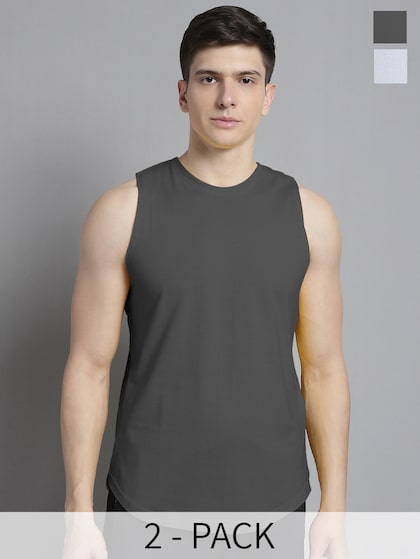 Buy H&M Men Slim Fit Ribbed Vest Top - Innerwear Vests for Men 25456334
