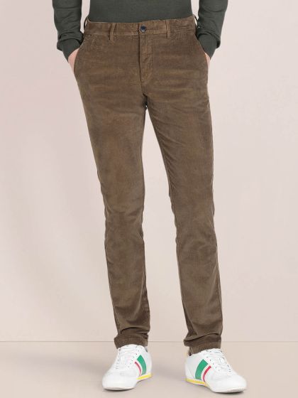 Slim Fit Corduroy Pants - Dark brown - Men