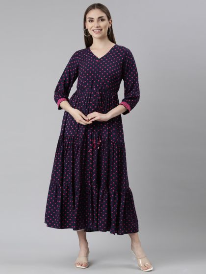 Latin quarters dot deals print maxi dress