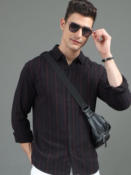 Buy HERE NOW Self Design Slim Fit Opaque Casual Shirt Shirts for