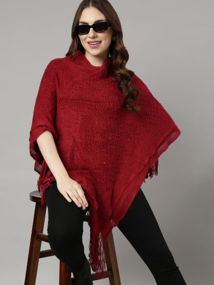 Buy Marks Spencer V Neck Longline Poncho Sweater Sweaters for
