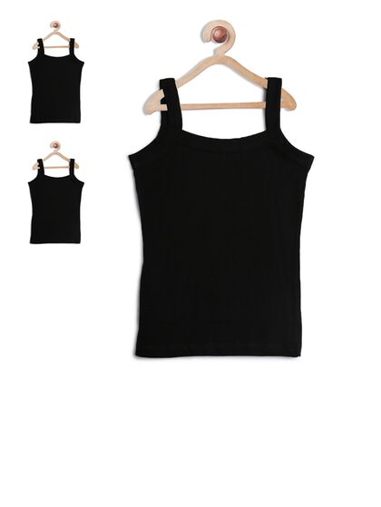 Black or Grey White Blackspade Teen Girls Singlet Vest with Contrast Spaghetti Straps 
