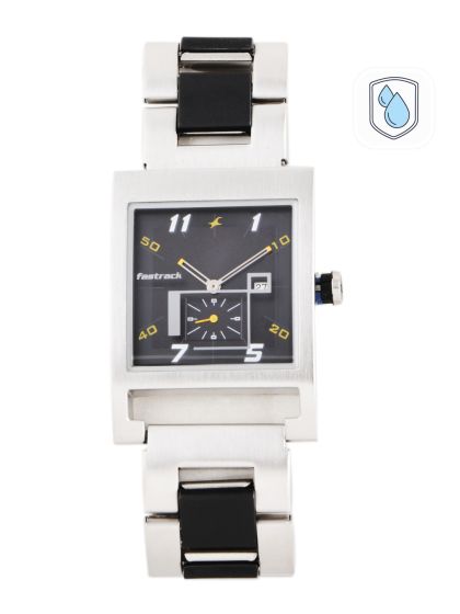 Grey dial black clearance leather strap watch ne3079sl02c