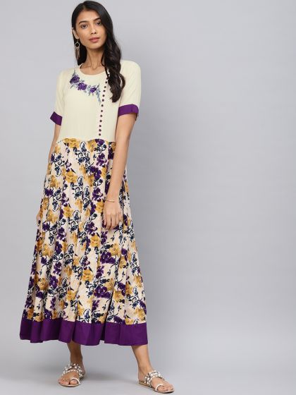 Buy Shree Women Green Grey Printed Maxi Dress With Scarf