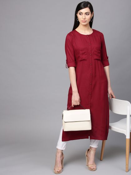 Aks women mustard hot sale solid straight kurta
