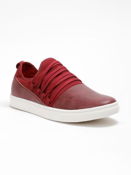 maroon slip on sneakers