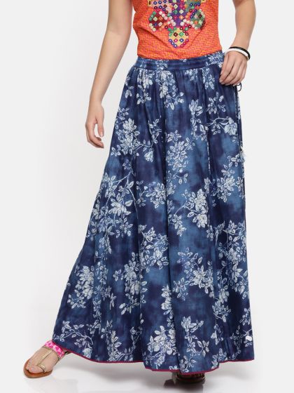 biba multicoloured printed maxi flared skirt