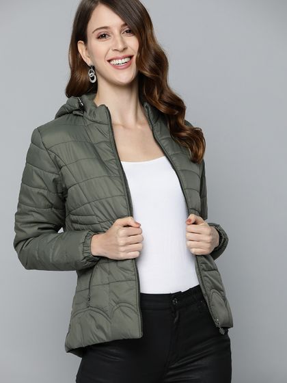 olive green padded coat