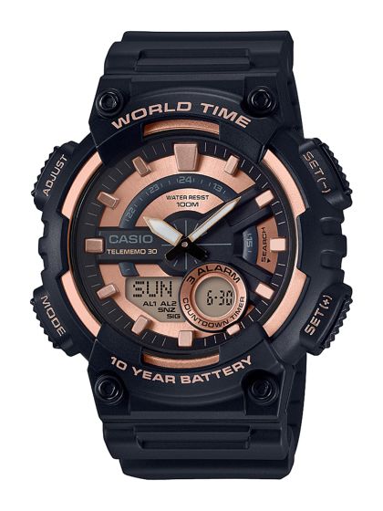 Casio men's black combi watch sales
