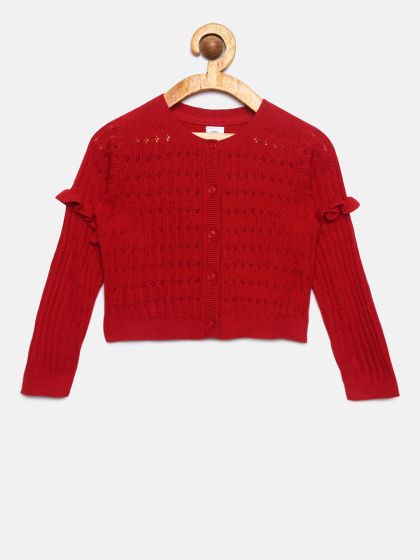 girls red cardigan sweater