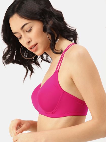 DressBerry Move Pink Solid Non-Wired Lightly Padded Sports Bra