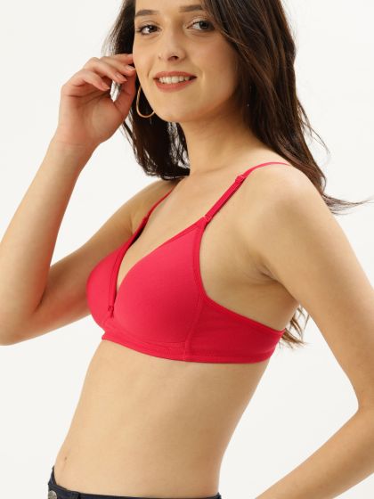 College Girl Cotton Non-Wired Non Padded medium Coverage Moulded Cups  Sports Bra - Red