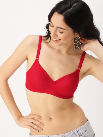 Buy DressBerry Red Solid Non Wired Lightly Padded Everyday Bra DB