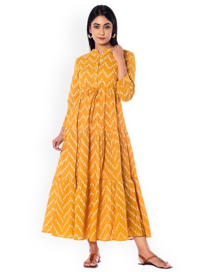 Aks mustard yellow clearance printed maxi dress