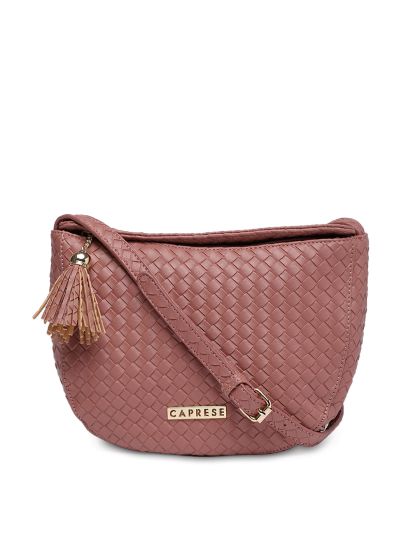 caprese pink solid sling bag