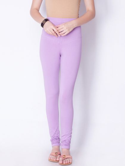 Buy GO COLORS Women Solid Lilac Ankle Length Leggings at