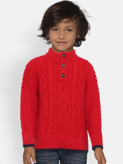 boys red cardigan