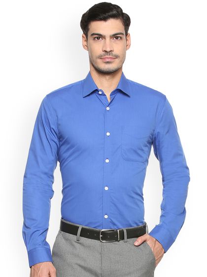 Buy Peter England Elite Men Blue Slim 