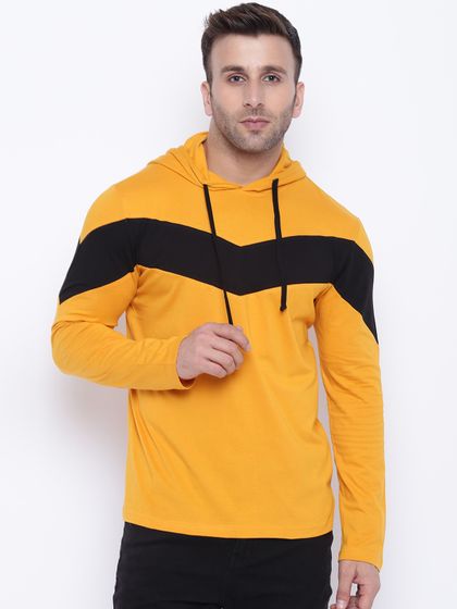 Yellow Colourblocked Hood Pure Cotton 