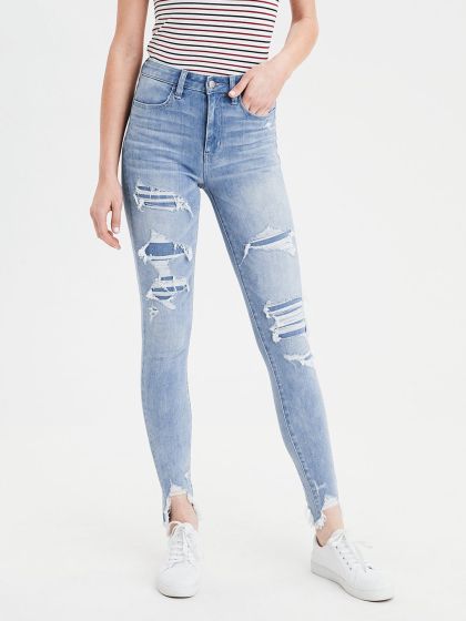 high waisted ripped jeans american eagle