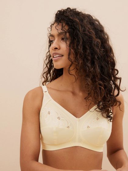 MARKS SPENCER M&S WHITE COTTON NON WIRE FULL CUP SUPPORT BRA SIZE 40A NEW 