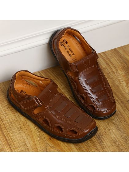 Buy Red Chief Men Black Leather Sandals 