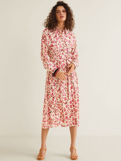 mango pink leopard print dress