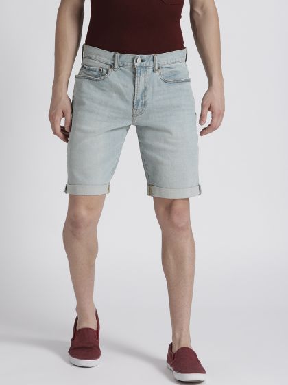 mens destroyed denim shorts