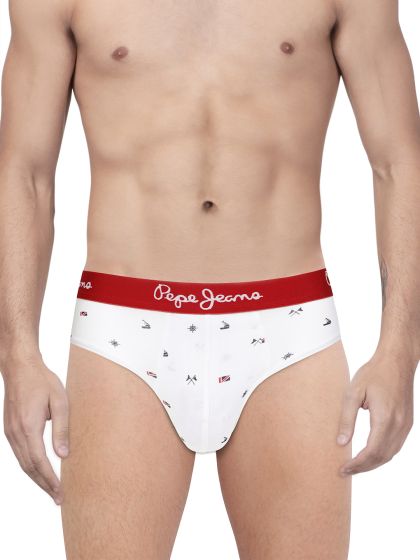 Pepe Jeans Printed Brief/Underwear For Men & Boys (White)