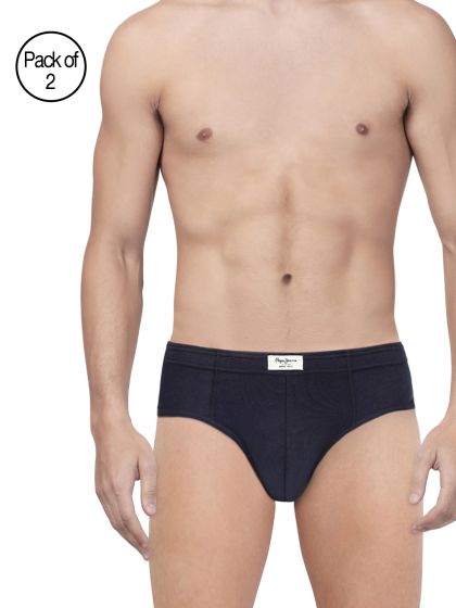 Pepe Jeans Classic Navy Solid Brief- Pack of 2